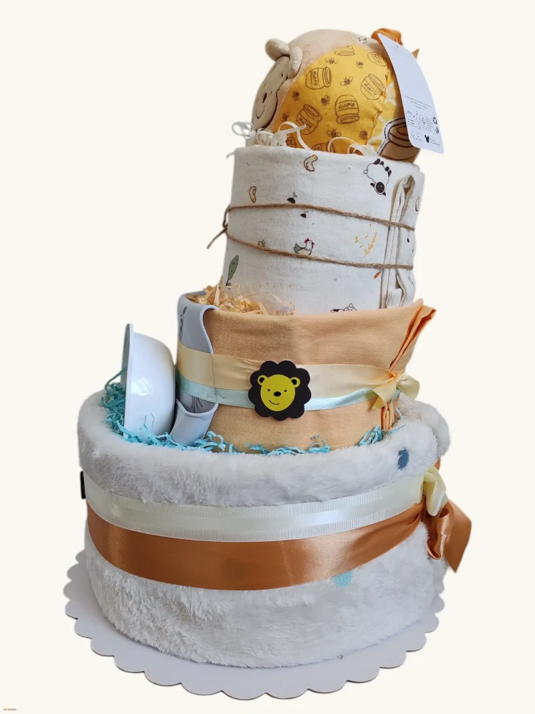 Plienková torta pre chlapca - Vitaj drobček / dar pre novorodenca s výbavou