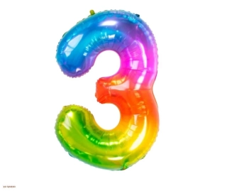 FÓLIOVÝ BALÓN / DÚHOVÝ / ČÍSLO 3 / 81 CM