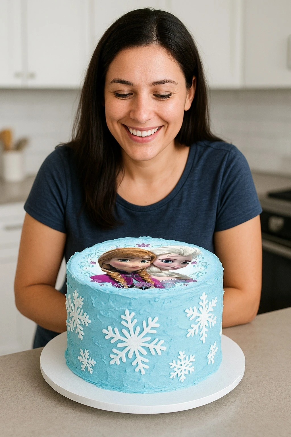Hotová torta s jedlým obrázkom Frozen 